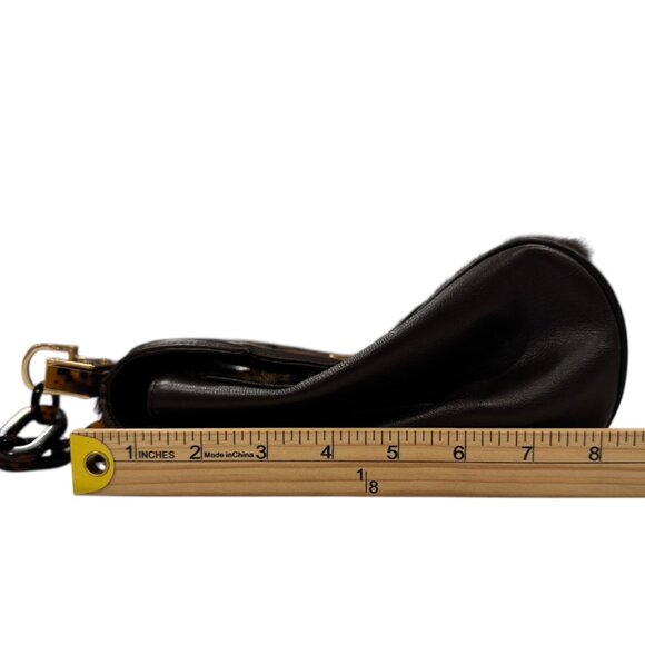 Tory Burch Snakeskin Calf Hair Shoulder Bag Tortoise Chain Mirror Clutch Rare - Picture 13 of 16